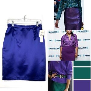 NWT Vintage Donna Morgan petites lined cobalt satin mini tulip 10 petit